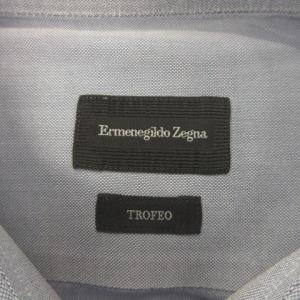 Ermenegildo Zegna Yシャツ ワイシャツ M tailored fit 青 ブルー 長袖 シャツ襟 無地 /AH29 GY58