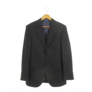LANVIN en Bleu スーツ セットアップ 上下 テーラードジャケット パンツ スラックス ウール ストライプ 46 紺 ネイビー