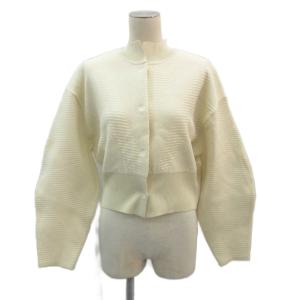 ニットカーディガン ミドル丈 F オフホワイト ヘリンボーン柄 /HO54 GY58