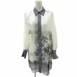 シアーシャツ ブラウス 38 長袖 花柄 ロング丈 /YS28 GY58