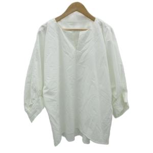 カットソー 38 白 ホワイト スリットネック 長袖 /SM58 GY58