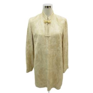 ジャケット 上着 ロング丈 ベージュ スタンドカラー 長袖 総柄 /SM39 GY58