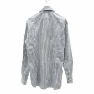 BARBA カジュアルシャツ グレー ストライプ柄 ホリゾンタルカラー 長袖 /SM44 GY58
