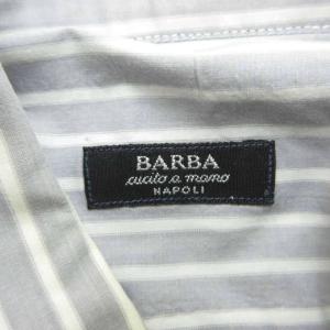 BARBA カジュアルシャツ グレー ストライプ柄 ホリゾンタルカラー 長袖 /SM44 GY58