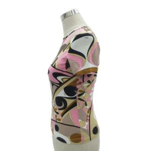 Emilio Pucci Tシャツ カットソー M マルチカラー ピンク 総柄 ラウンドネック 半袖 /HO61 GY58