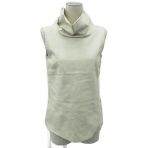 レザーカットソー 36 オフホワイト ノースリーブ オフネック 無地 /HO38 GY58