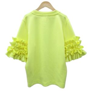DOUBLE STANDARD CLOTHING カットソー スウェット F 黄色 イエロー フリル袖 五分袖 ラウンドネック /YS14 GY58