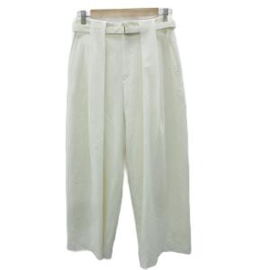 タックワイドパンツ 6 白 ホワイト ベルト付き アンクル丈 /YS39 GY58