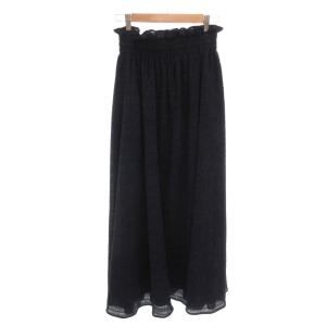 Christo Skirt ロングフレアスカート シャーリングウエスト XS 紺 ネイビー 43332