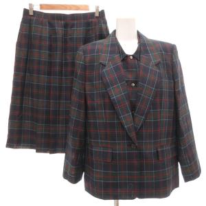 スリーピース セットアップ 麻 リネン 黒 ブラック 赤 レッド 緑 グリーン チェック柄 長袖 テーラードカラー