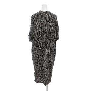 marimekko ワンピース M 総柄 半袖 フレア ひざ丈 黒 ブラック /NU GY60