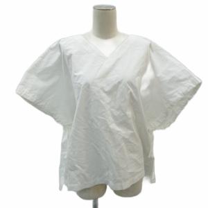 ブラウス カットソー オーバーサイズ 36 オフホワイト Vネック 五分袖 /HO14 GY58