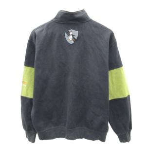 MUNSINGWEAR トレーナー チャコールグレー 黄緑 ハーフジップ 長袖 ロゴ刺繍 /HO25 GY58