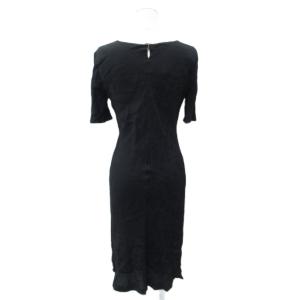 STRAWBERRY-FIELDS ワンピース M 黒 ブラック Vネック 半袖 花柄 ミモレ丈 /YS35 GY58