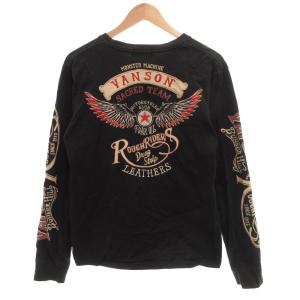vanson Leathers Tシャツ ロンT 長袖 プリント 刺繍 M 黒 ブラック /JS GY58