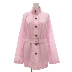 美品 スプリングコート ピンク 立ち襟 長袖 プリーツデザイン /SX GY60