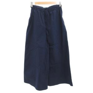 美品 ワイドパンツ 1 紺 ネイビー ドローストリングウエスト クロップド丈 /SJ GY60