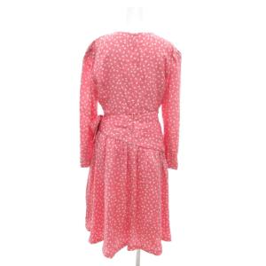 HANAE MORI 美品 ビンテージ ワンピース 9A3 ピンク ハート柄 長袖 ウエストベルト ロング丈 /SJ