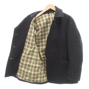 SHIPS 美品 ピーコート シルク混 L 黒 ブラック ダブルブレスト テーラードカラー ショート丈 /SJ GY60