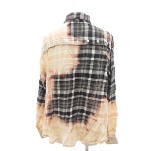 DIESEL シャツ ブラウス XS 灰色 グレー チェック柄 長袖 ブリーチ加工 /SJ GY60