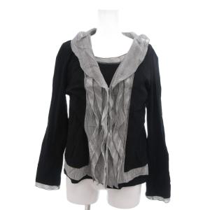 アンサンブル カーディガン 40 黒 ブラック グレー ストライプ柄 フリルデザイン /TZ GY60
