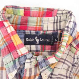 RALPH LAUREN ヴィンテージ パッチワークシャツ 長袖 チェック ボタンダウン L マルチカラー /JS GY60
