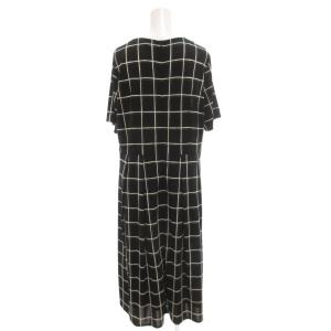 Leilian ワンピース 13+ 紺 ネイビー チェック柄 キーネック 半袖 /SC GY60