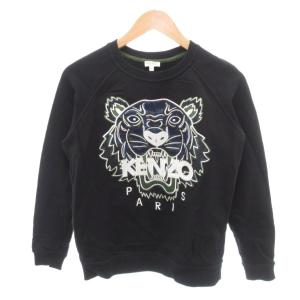 美品 スウェットシャツ トレーナー XS 黒 ブラック コットン 丸首 刺繍  /SJ GY60