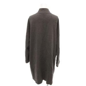Leilian 美品 ライトコート ウール ボトルネック 比翼 長袖 パッチポケット 13+ グレー /YJ GY60