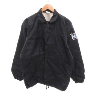 ナイロンコーチジャケット レギュラーカラー ロゴプリント 裏毛 XL 紺 ネイビー /YJ GY60