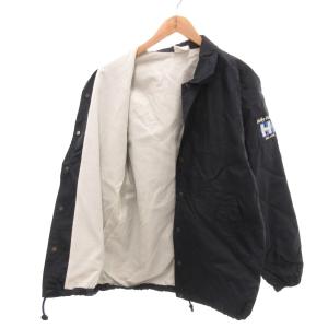 HELLY HANSEN ナイロンコーチジャケット レギュラーカラー ロゴプリント 裏毛 XL 紺 ネイビー /YJ GY60