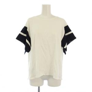 Tシャツ クルーネック 半袖 ストレッチ 切替 バイカラー 46 白 ホワイト 黒 ブラック タグ付き