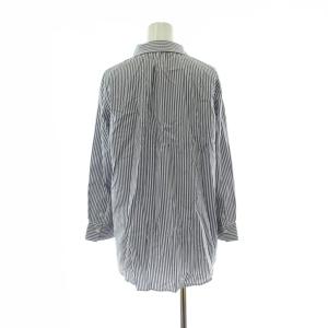 23区 シャツ ブラウス 38 青 ブルー 白 ホワイト ストライプ柄 Vネック 長袖 トップス /PP GY60