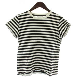 Tシャツ カットソー 半袖 クルーネック ボーダー柄 2 黒 ブラック 白 ホワイト /XZ GY60