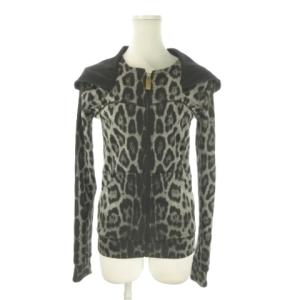 gym ジャケット 上着 40 グレー 黒 ブラック レオパード柄 フード付き 長袖 /AO3 GY58