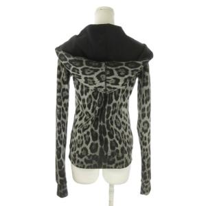 roberto cavalli gym ジャケット 上着 40 グレー 黒 ブラック レオパード柄 フード付き 長袖 /AO3 GY58