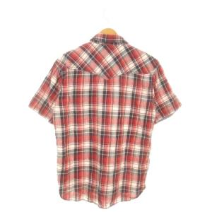 Dickies ウエスタンシャツ L 赤 レッド チェック柄 半袖 胸ポケット付き /MN9 GY58