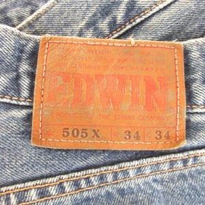 EDWIN 505X デニム ジーンズ W34 L34 青 ブルー フルレングス ストレートシルエット ウォッシュ加工