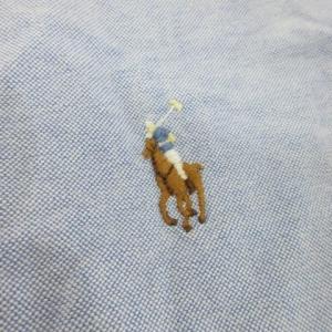 RALPH LAUREN ボタンダウンシャツ 半袖 オックスフォード生地 ロゴ刺繍 M 青 ブルー /AH37 GY58