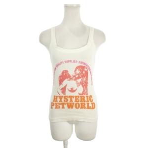 タンクトップ リブ F アイボリー ピンク オレンジ ノースリーブ グラフィックプリント /AH31 GY58