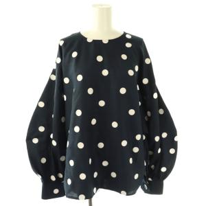 ブラウス 長袖 プルオーバー ドット 紺 白 /NR GY60