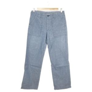 ワークパンツ ベイカー デニム ボタンフライ 36 青 ブルー 無地 長ズボン パッチポケット /AH9