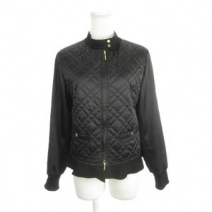 キルティングジャケット サイドリブ 薄手 40 黒 ブラック スタンドカラー 長袖 /AH27 GY63