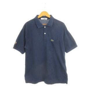 CHEMISE LACOSTE ポロシャツ 半袖 ロゴ刺繍 文字ワニ XXL 紺 ネイビー /AH11