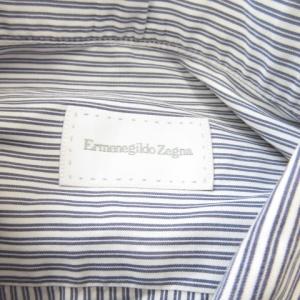 Ermenegildo Zegna Yシャツ ワイシャツ 長袖 ストライプ 40 15 3/4 紺 ネイビー /AH8 GY63
