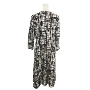 Leilian ワンピース 11 白 ホワイト 黒 ブラック 長袖 総柄 フロッキー加工 VL22-50302 /MN6