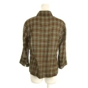 DAKS セットアップ シャツ ブラウス 42 茶 ブラウン チェック柄 七分袖 10-251476 10-221476