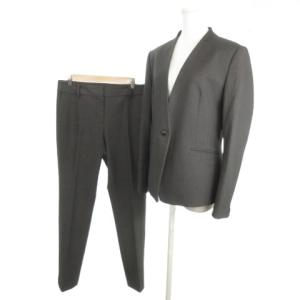 スーツ ジャケット XL パンツ L ダークグレー ノーカラー 長袖 長ズボン 12-0404034 12-0406039