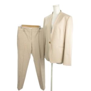 スーツ ジャケット XL パンツ L ベージュ ノーカラー 長袖 フルレングス 12-0404034 12-040639