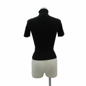 CELINE リブニット カットソー S 黒 タートルネック 半袖 無地 /SY8 GY60